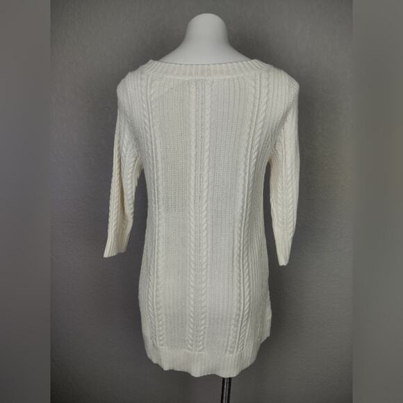 New York and Company Cream Cable Knit Sweater Size Medium - Picture 3 of 14